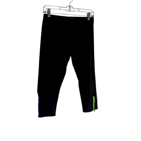 Calvin Klein Performance Quick Dry Lime Green Calf Zipper Capri Leggings Sz XL - Picture 4 of 7